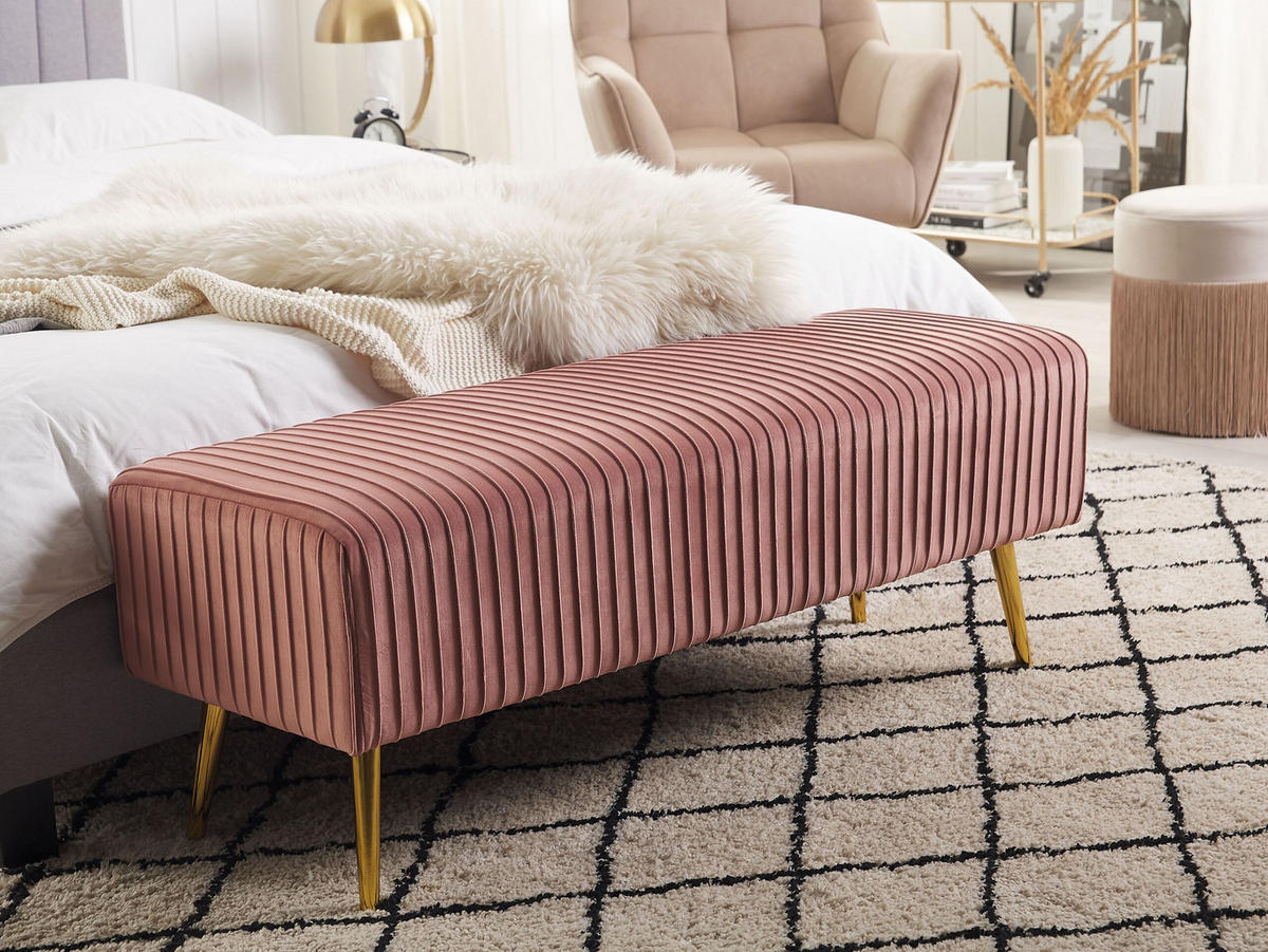 BANK Rosa Paterson - Pink/Goldfarben, Textil (118/42/40cm) - Beliani