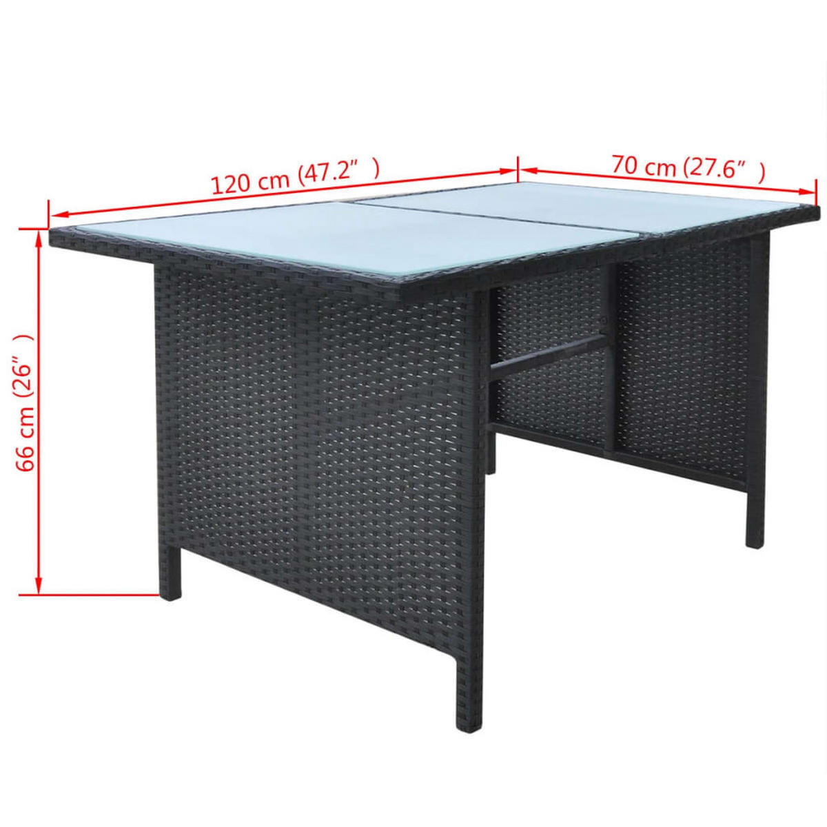GARTEN-ESSGRUPPE 6-TLG MIT AUFLAGEN POLY RATTAN SCHWARZ - Creme/Schwarz, Naturmaterialien/Textil - vidaXL