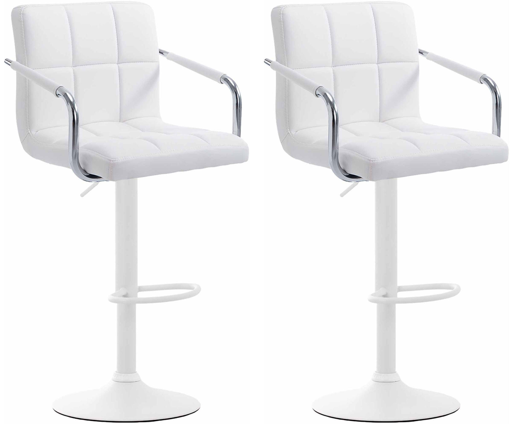 BARHOCKER 2er Set Lederlook Weiß - Weiß, Textil/Metall (54/91/46cm) - CLP