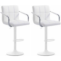 BARHOCKER 2er Set Lederlook Weiß - Weiß, Textil/Metall (54/91/46cm) - CLP