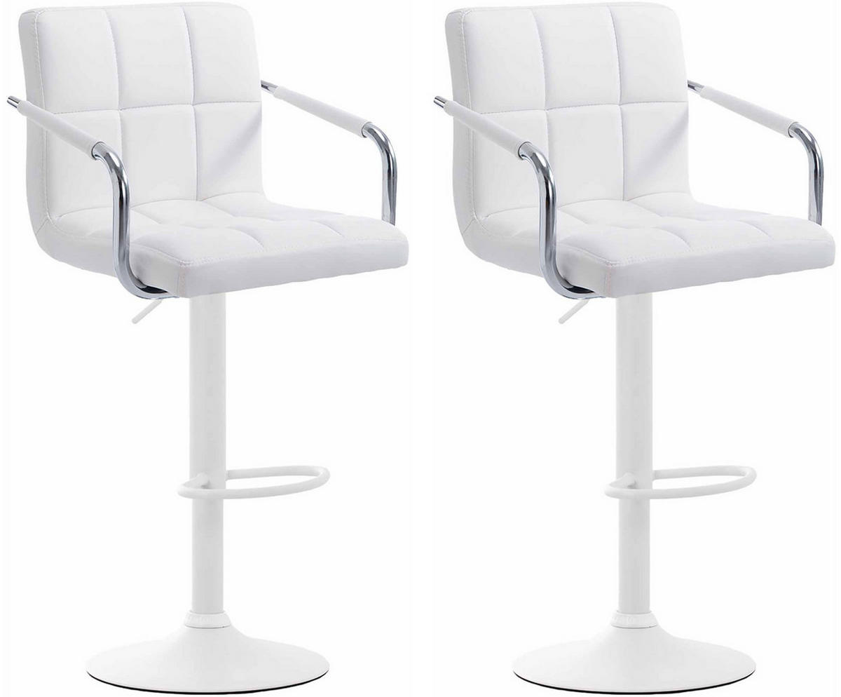 BARHOCKER 2er Set Lederlook Weiß - Weiß, Textil/Metall (54/91/46cm) - CLP
