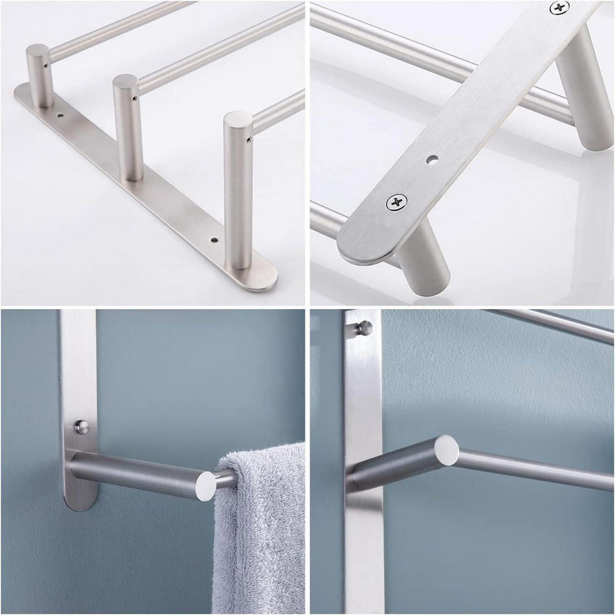 HANDTUCHSTANGE 3-teilig Edelstahl gebürstet 75 cm - Silberfarben, Metall (22.4/31.8/73.2cm)