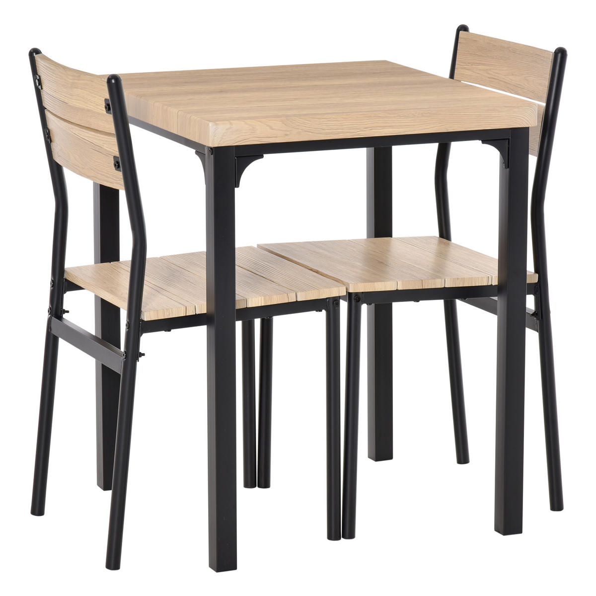 ESSGRUPPE mit Tisch und 2 Stühlen, platzsparendes Möbelset für Küche, Wohnzimmer und Esszimmer, helles Eichenholz - Brombeere, Kunststoff (60/76/60cm)