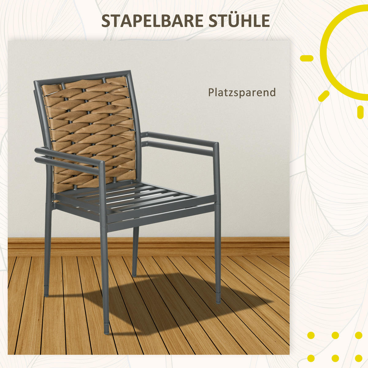 GARTENMÖBEL Set, Stahl, Schwarz - Schwarz, Kunststoff/Metall - Outsunny