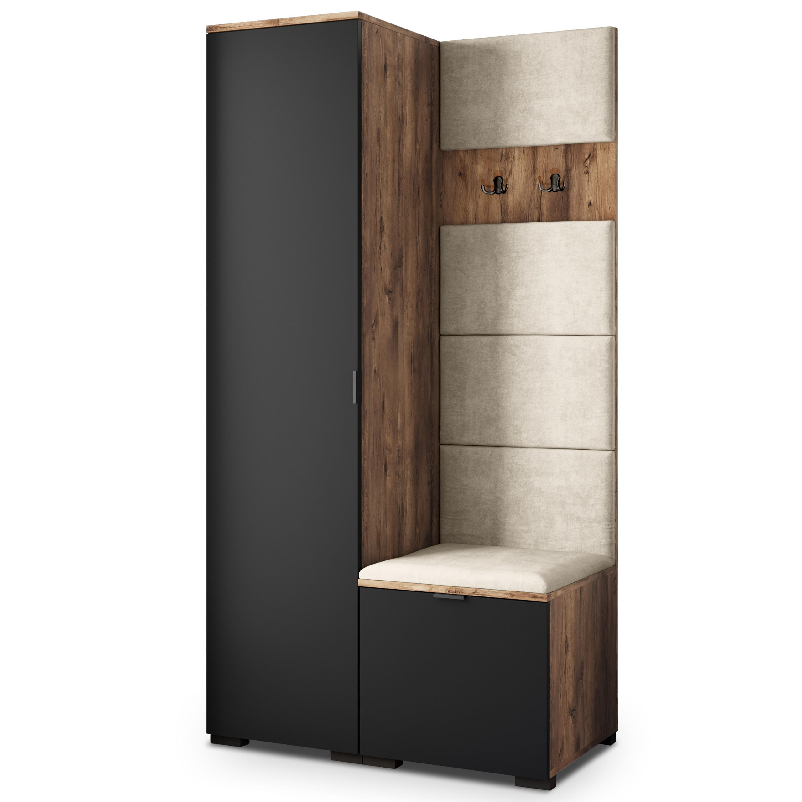 GARDEROBENSCHRANK LORI 95/181/51 cm Modern Eichefarben - Eichefarben/Schwarz, Holzwerkstoff (95/181/51cm) - MASSENO