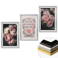 WANDBILDER 3er Set - 40x60 cm Silberner Rahmen - Vintage-Rosenträume-Inschrift - Silberfarben, Kunststoff (40/60cm) - ArtPrintCave