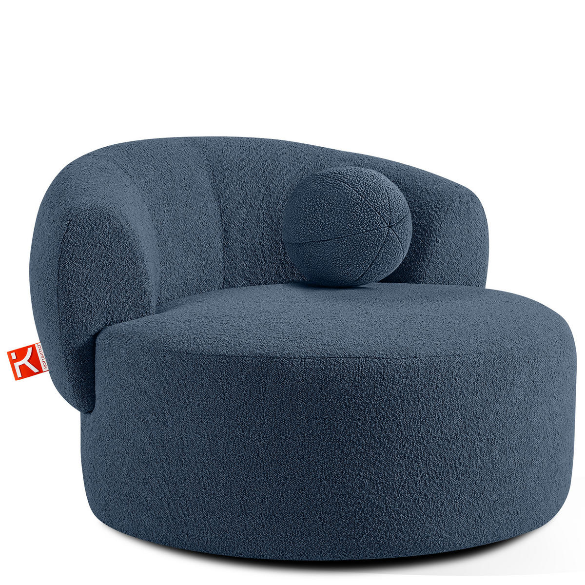 DREHSESSEL VIRA, Marineblau, Bouclé - Schwarz/Dunkelblau, Holz/Holzwerkstoff (105/76/100cm) - KONSIMO®