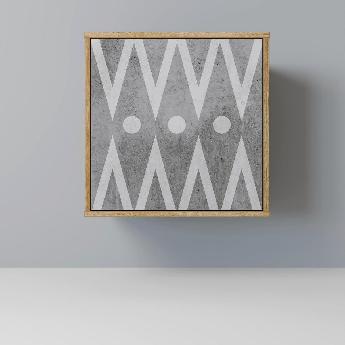 SIDEBOARD SHARP EDGES, Eichefarben, 57,5x42x72,5 cm, Schwarze Metallfüße - Eichefarben/Multicolor, Holzwerkstoff/Metall (57.5/72.5/42cm) - SpaceRebels