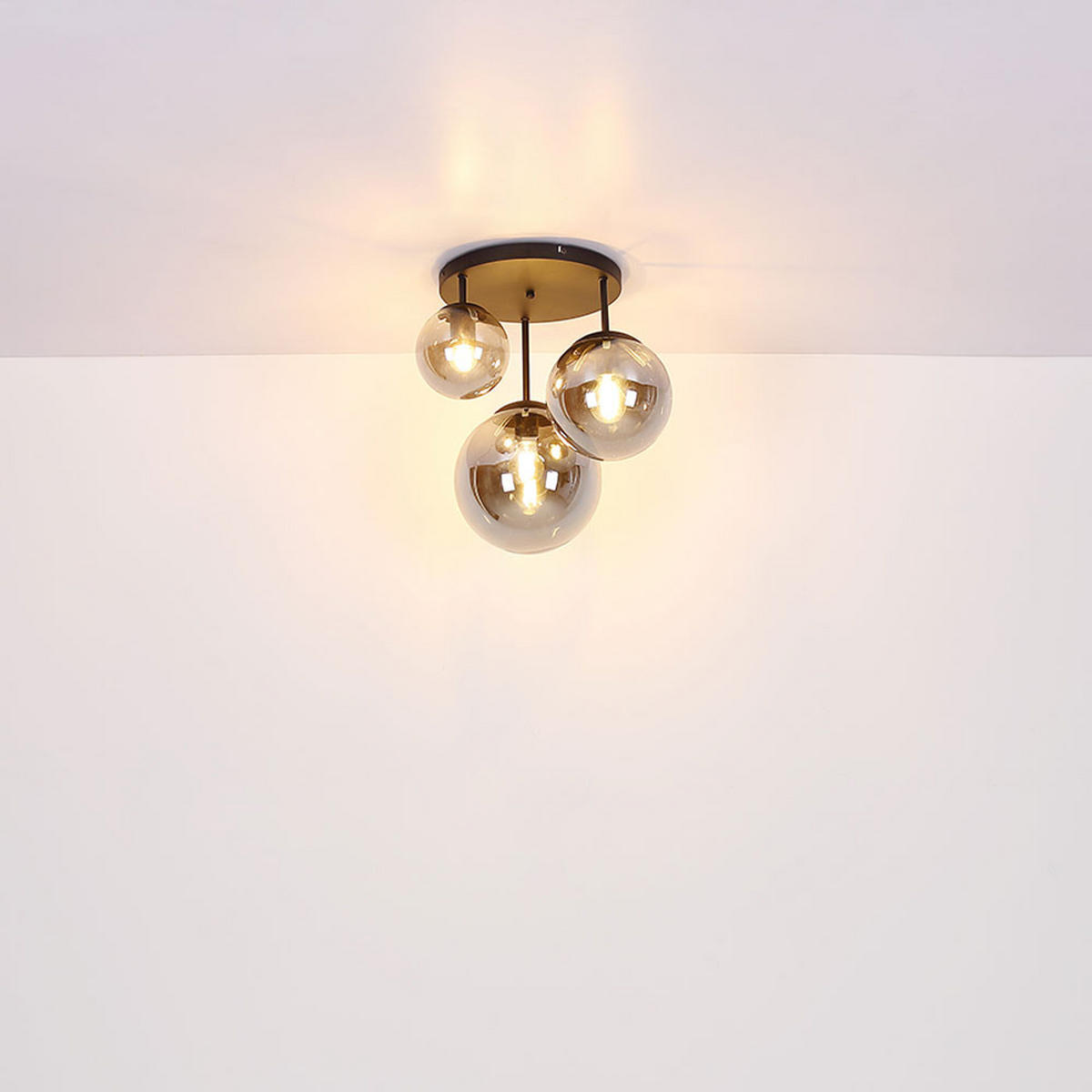 HÄNGELEUCHTE Metall Glas Schwarz Matt 3 Flammig - Schwarz, Glas (52/52/80cm) - Globo Lighting