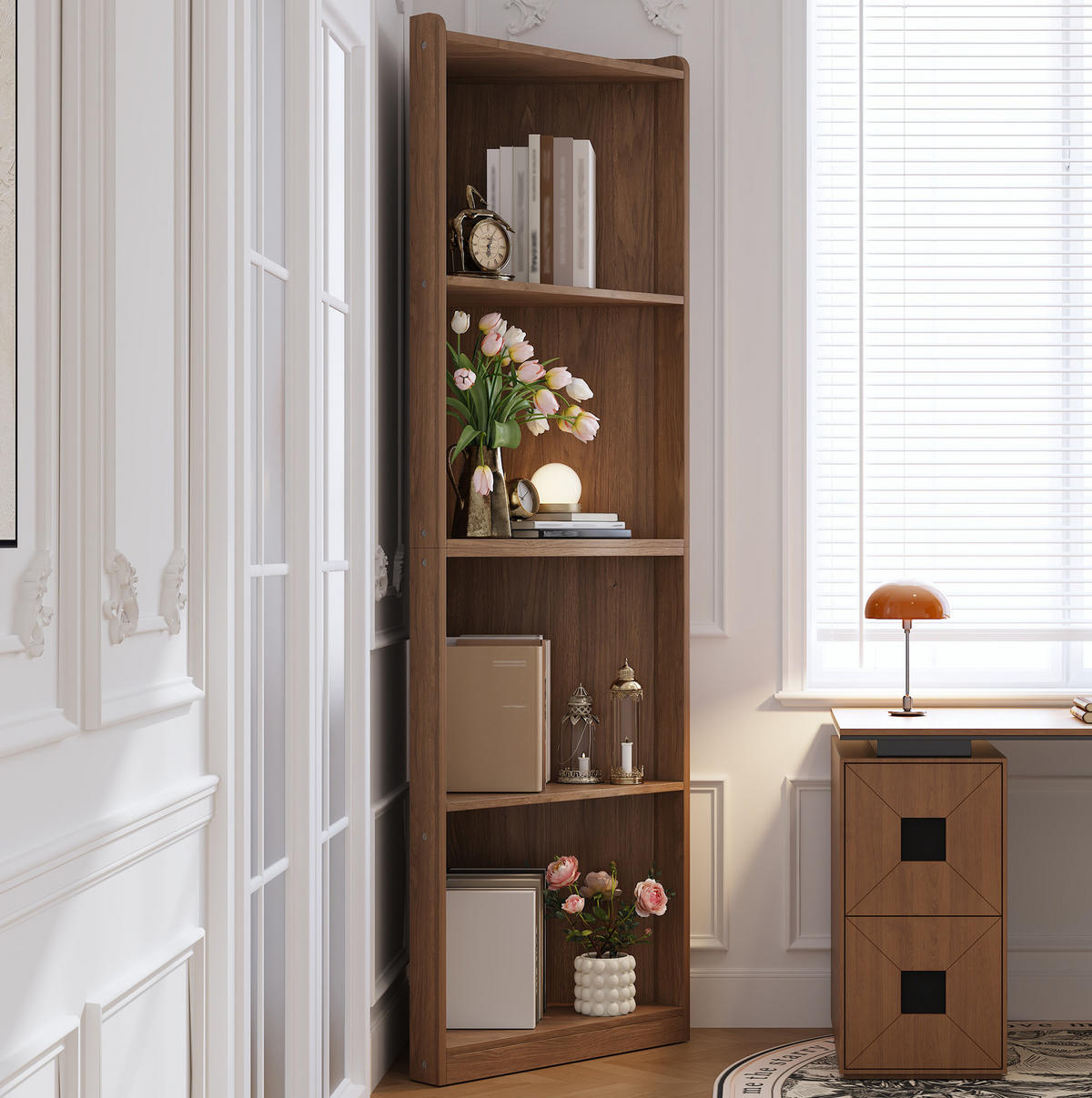 ORGANIZÉRY do kuchynských skriniek z MDF, 55/32/180 cm, orechovohnedý, s ochranou proti prevráteniu - farba vlašského orecha, kompozitné drevo (55/180/32cm) - BEAOK
