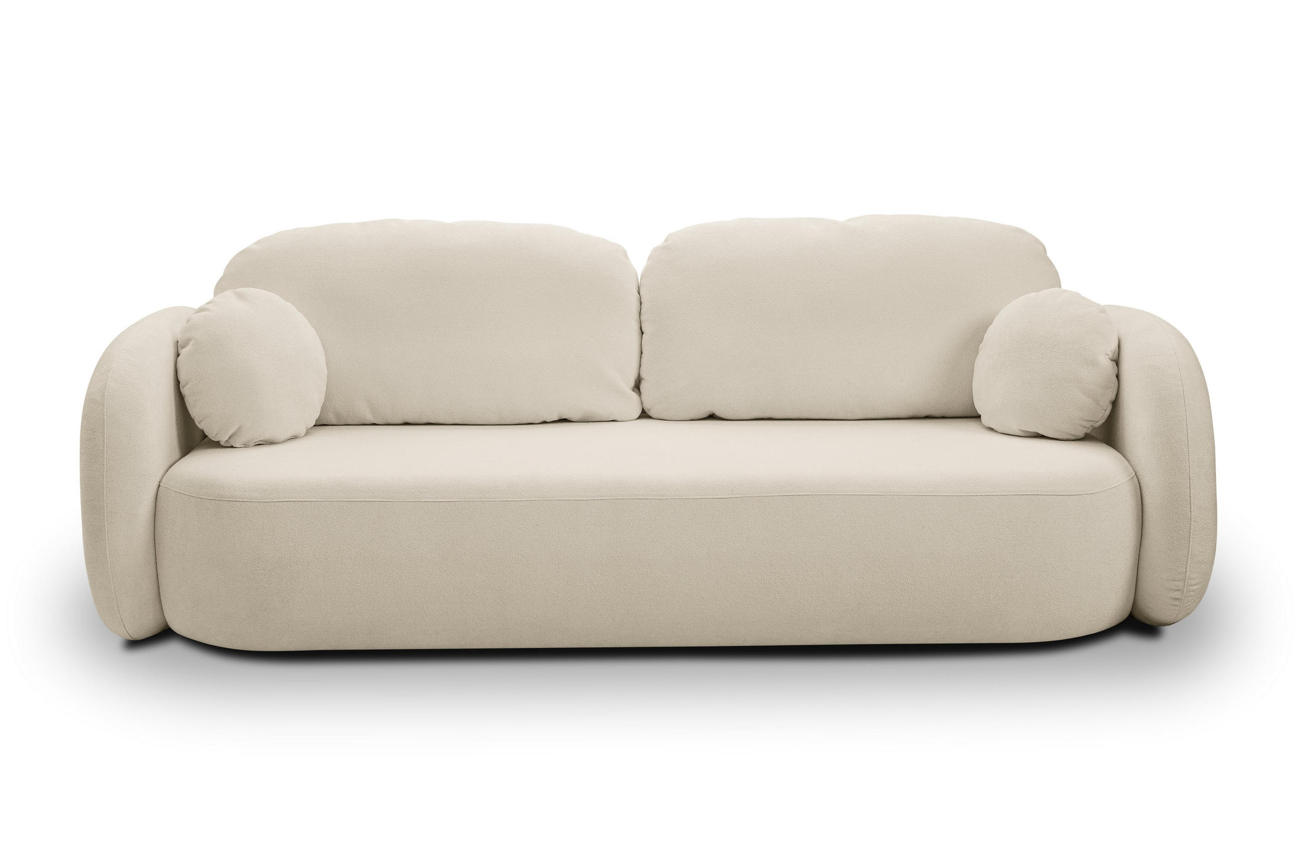 BETTSOFA AMICO Ecru Bucle-Stoff mit Schlaffunktion - Ecru, Holz (238/86.5/101cm) - MASSENO