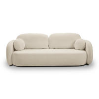 BETTSOFA AMICO Ecru Bucle-Stoff mit Schlaffunktion - Ecru, Holz (238/86.5/101cm) - MASSENO