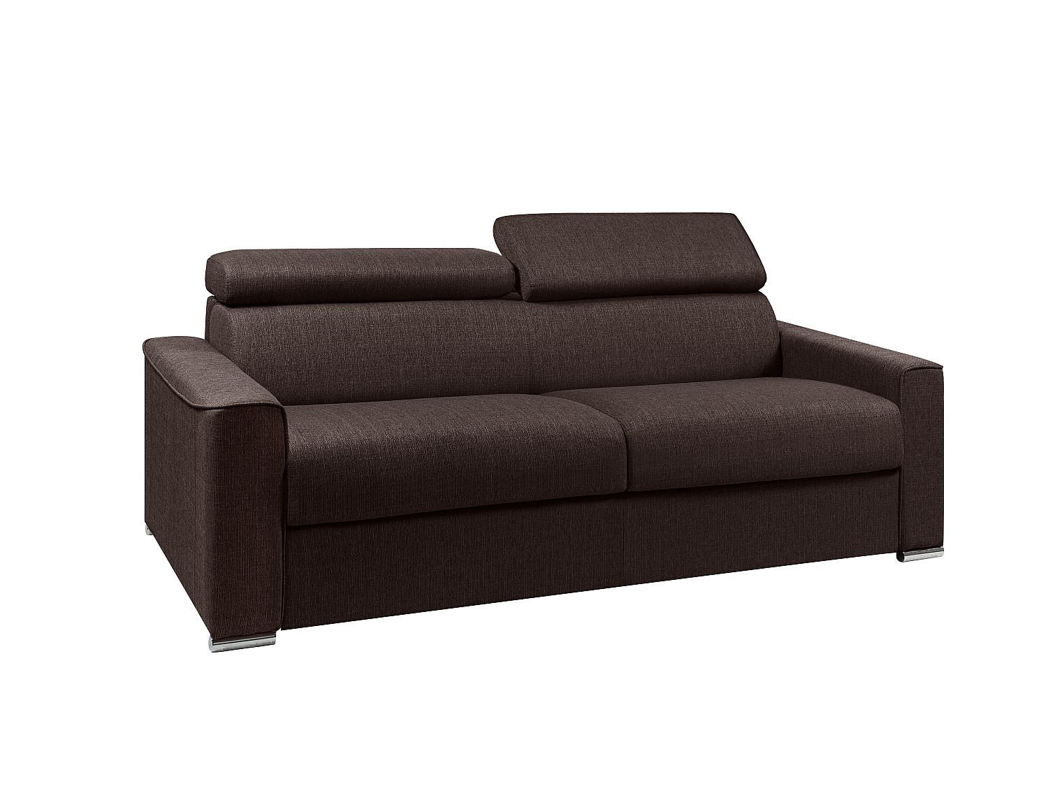 SCHLAFSOFA 4-Sitzer - Liegefläche mit Lattenrost: 160 cm - Matratze: 22 cm mit Memory Schaum - Stoff - Braun - VIZIR - Braun, Textil (216/97/223cm) - Vente-Unique