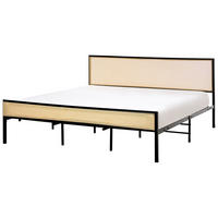 BETT mit Lattenrost 180/200 cm Hellbraun Avanton - Hellbraun/Schwarz, Metall (180/200cm) - Beliani