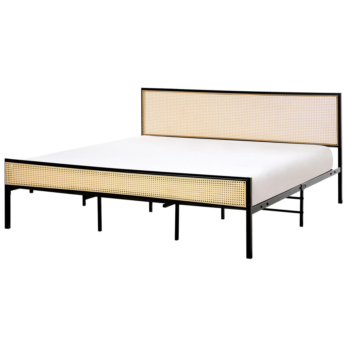 BETT mit Lattenrost 180/200 cm Hellbraun Avanton - Hellbraun/Schwarz, Metall (180/200cm) - Beliani