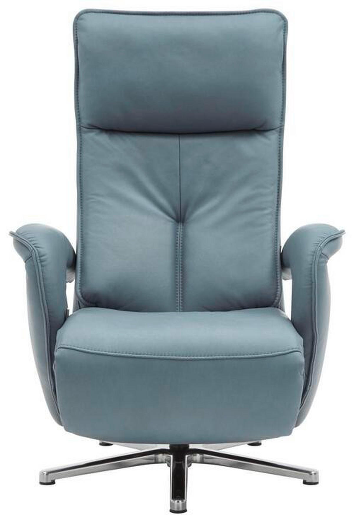 RELAXSESSEL in Leder Blau  - Chromfarben/Blau, Design, Leder/Metall (77/110/87cm) - Valdera