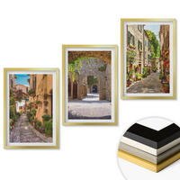 WANDBILDER 3er Set - 40x60 cm Goldrahmen - Italienische Straßen, Blumen, Architektur - Goldfarben, Kunststoff (40/60cm) - ArtPrintCave