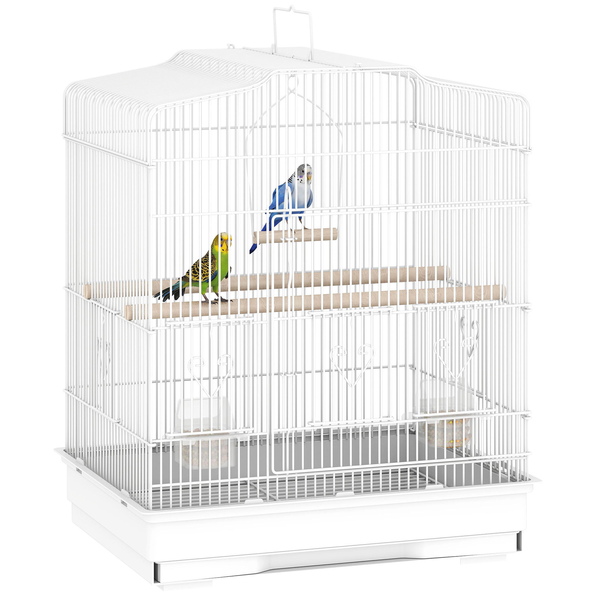 VOGELKÄFIG DE-10851 Vintage-Design für kleine Vogelarten Weiß - Weiß, Metall (36/59/46.5cm) - ComfortXL