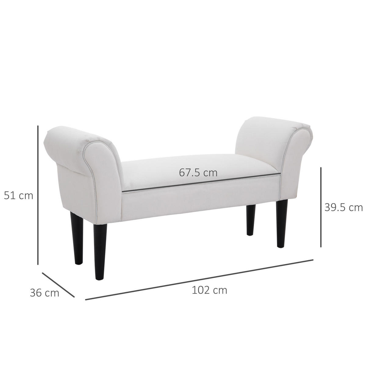 SITZBÄNKE Weiß 1 Stück - Weiß, Kunststoff (102/51/36cm) - GiPP