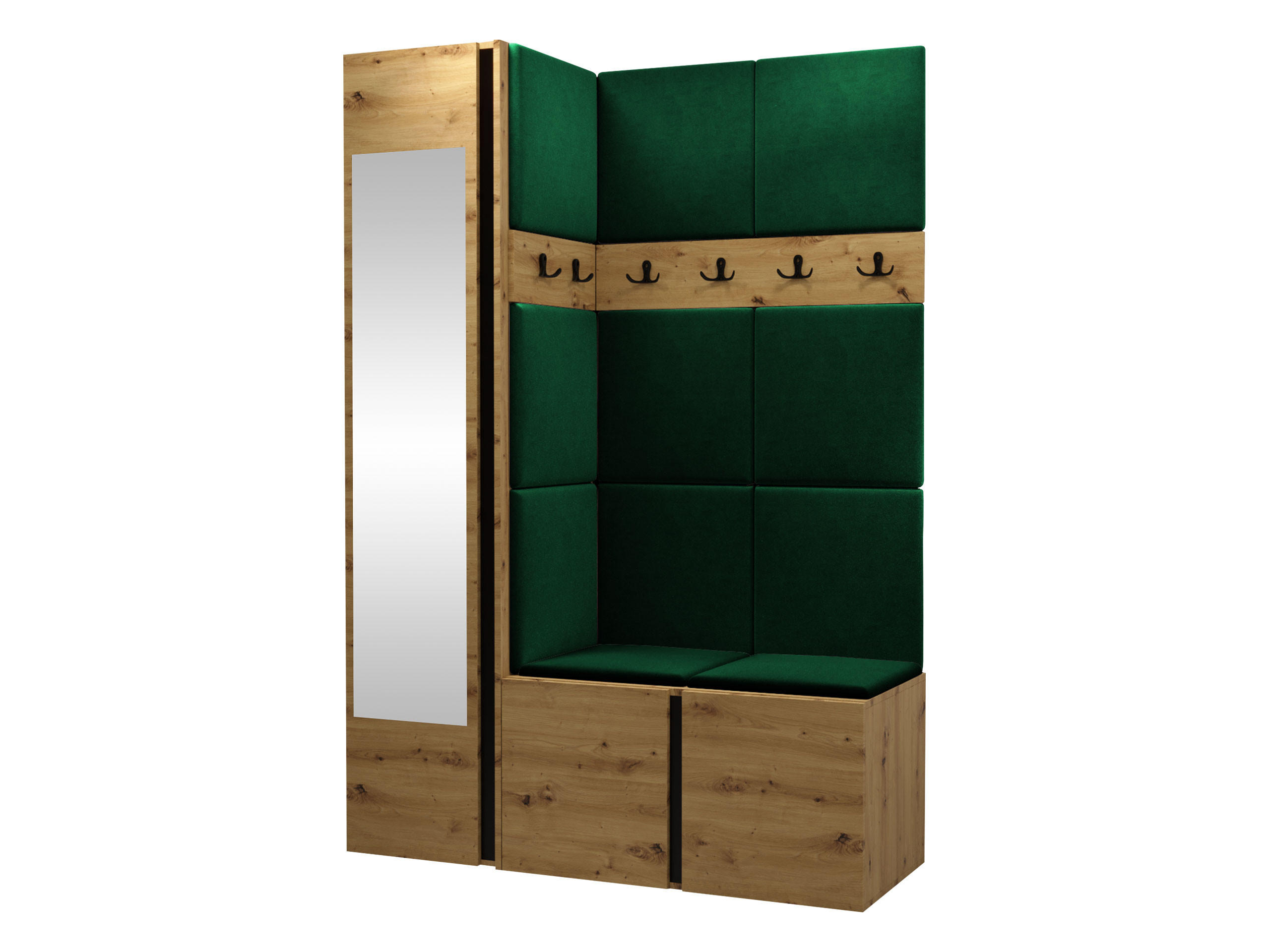 GARDEROBEN-SET Orion X - Eiche Artisan/Grün, Holzwerkstoff/Kunststoff (124/186/46cm) - MIRJAN24