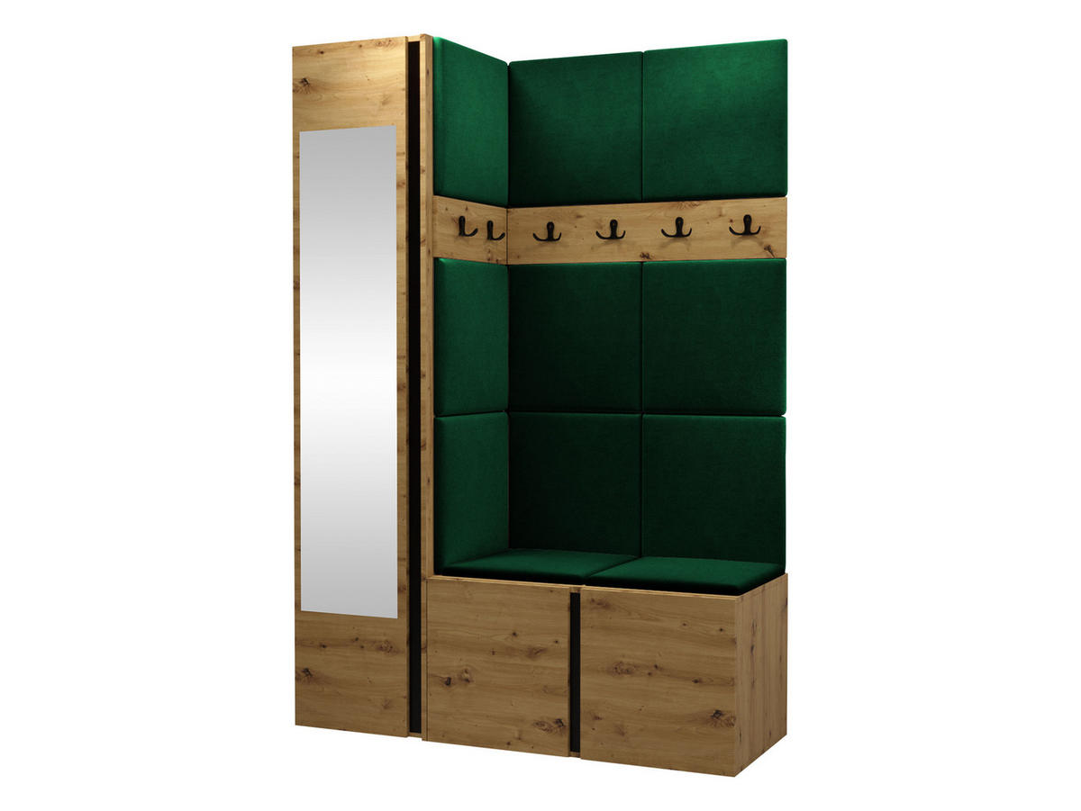 GARDEROBEN-SET Orion X - Eiche Artisan/Grün, Holzwerkstoff/Kunststoff (124/186/46cm) - MIRJAN24