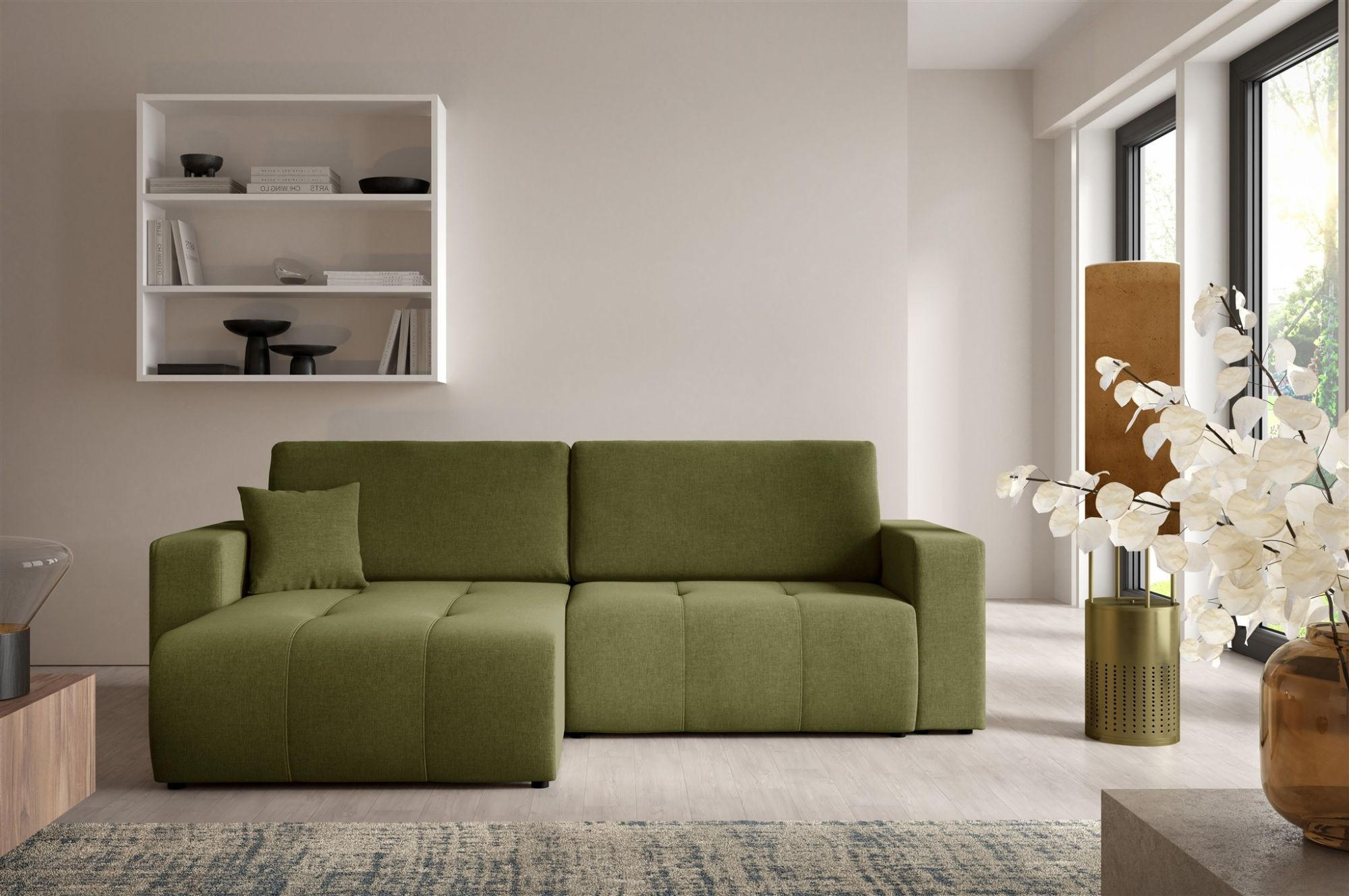 ECKSOFA Augusto - Grün, Holzwerkstoff/Textil (244/149cm) - Fun Möbel