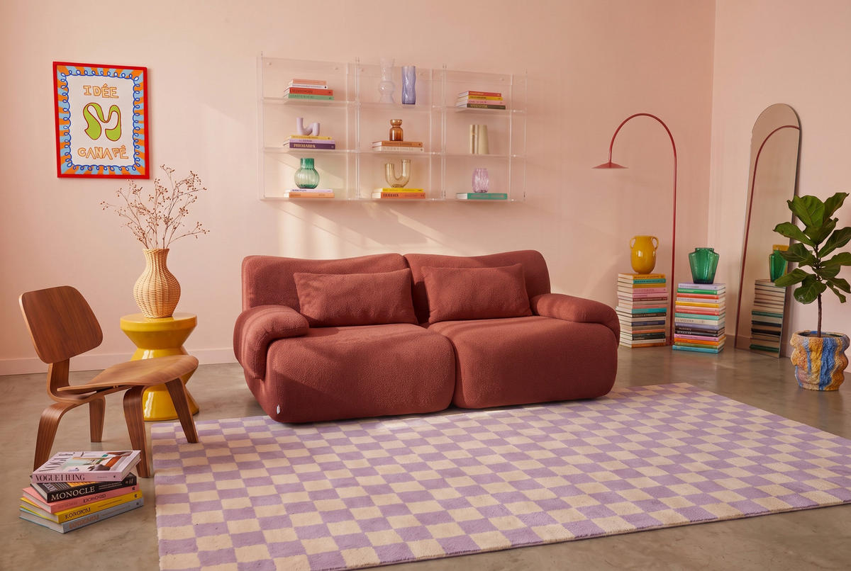 2-SITZER-SOFA Bouclé-Stoff Terrakotta-Rot - Terracotta, Textil (194/73/95cm) - MILYsofa