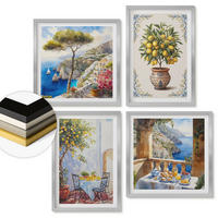 WANDBILDER 4er Set - 50x50 cm & 40x60 cm Silberner Rahmen - Tisch aus Zitronenbaum - Silberfarben, Kunststoff (50/50cm) - ArtPrintCave