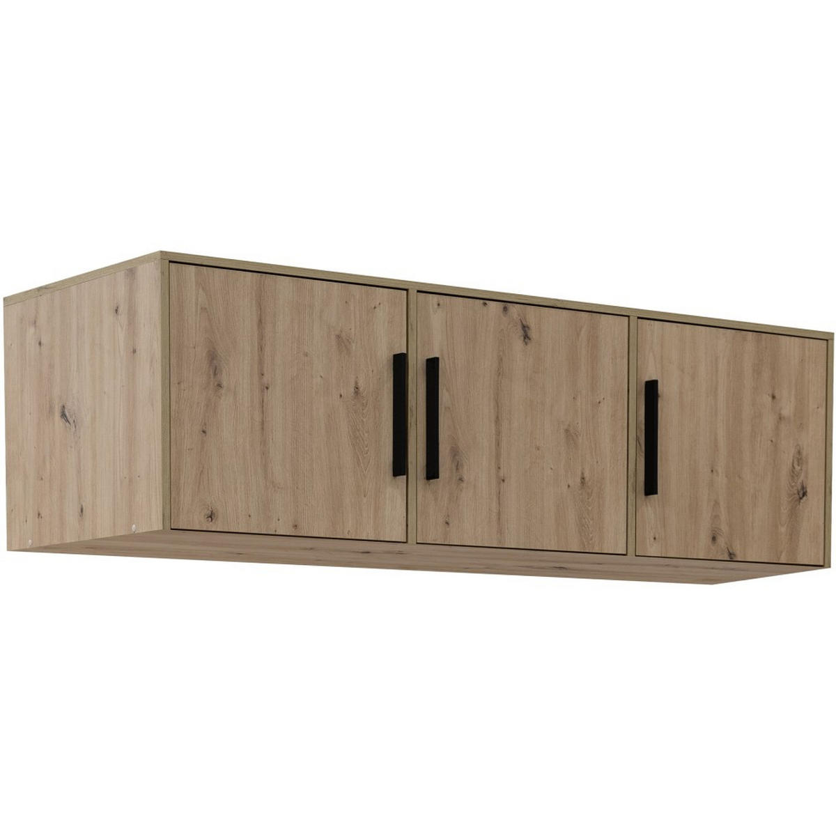 DREHTÜRENSCHRANK Kavo mit Aufsatz, Spiegel und 3 Türen, eiche Sonoma - Schwarz/Sonoma Eiche, Holzwerkstoff (150/245/58cm) - Beautysofa