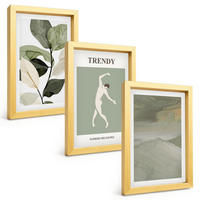 BILDER SET 3er Set - 20x30 cm Goldrahmen - Abstrakte Pflanzensilhouettenmuster - Goldfarben, Kunststoff (20/30cm) - TULUP