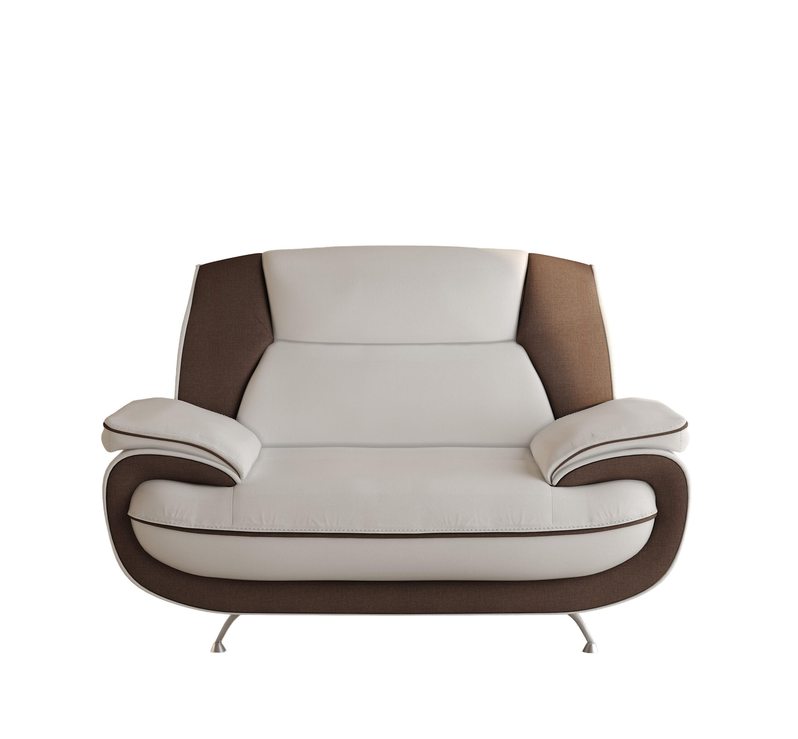 SESSEL, Stoff Kronos, Weiß + Braun, Palermo - Weiß, Holz (128/89/87cm) - Kaiser Möbel