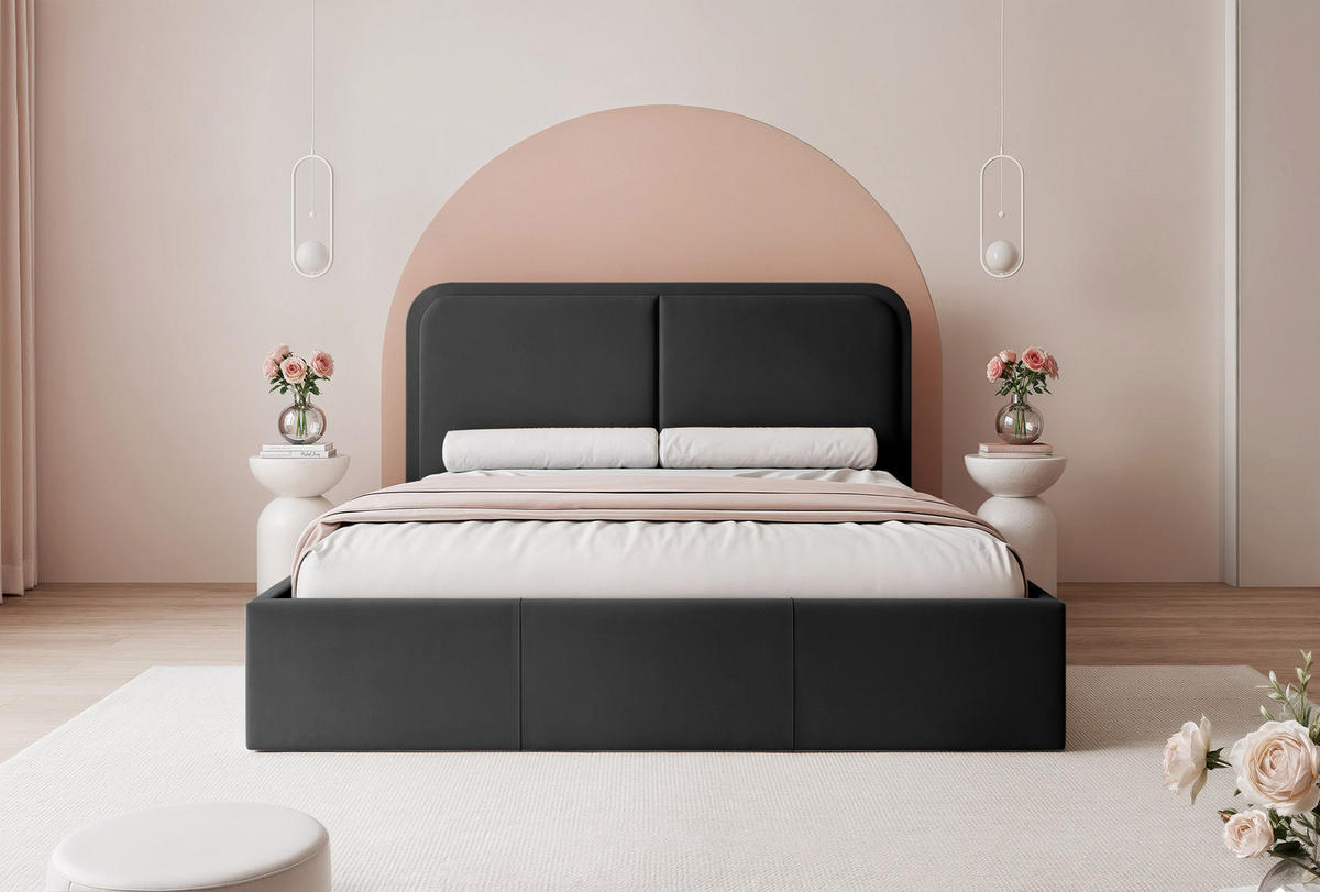 POLSTERBETT OLLEO 140x200 cm, Anthrazit - Anthrazit, Textil (140/200cm) - Fedve