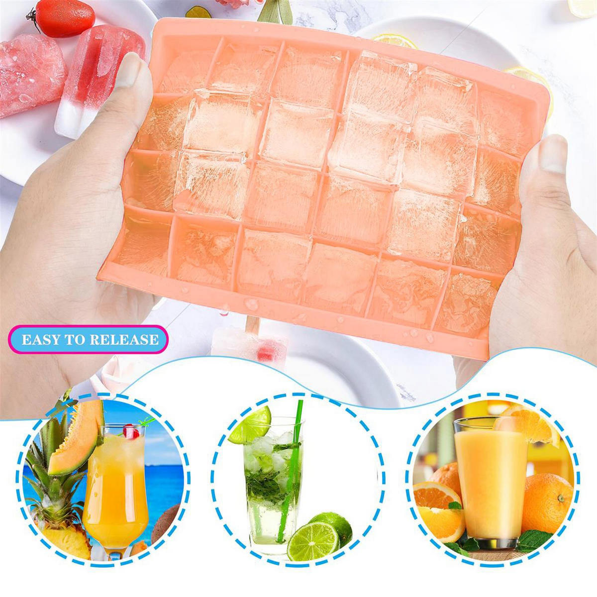 EISWÜRFELFORM 2er Set - Rosa, Kunststoff (13/2.5/18cm) - Intirilife