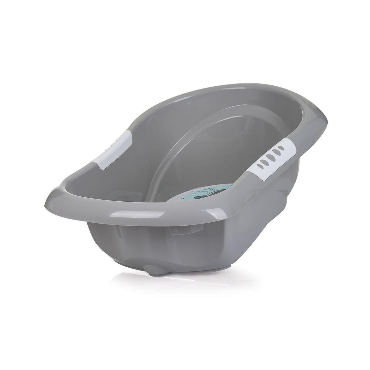 BABYBADEWANNE Noemi grau klappbar, Ablauf, Ablagefächer, ab Geburt - Grau, Kunststoff (45/83cm) - Chipolino