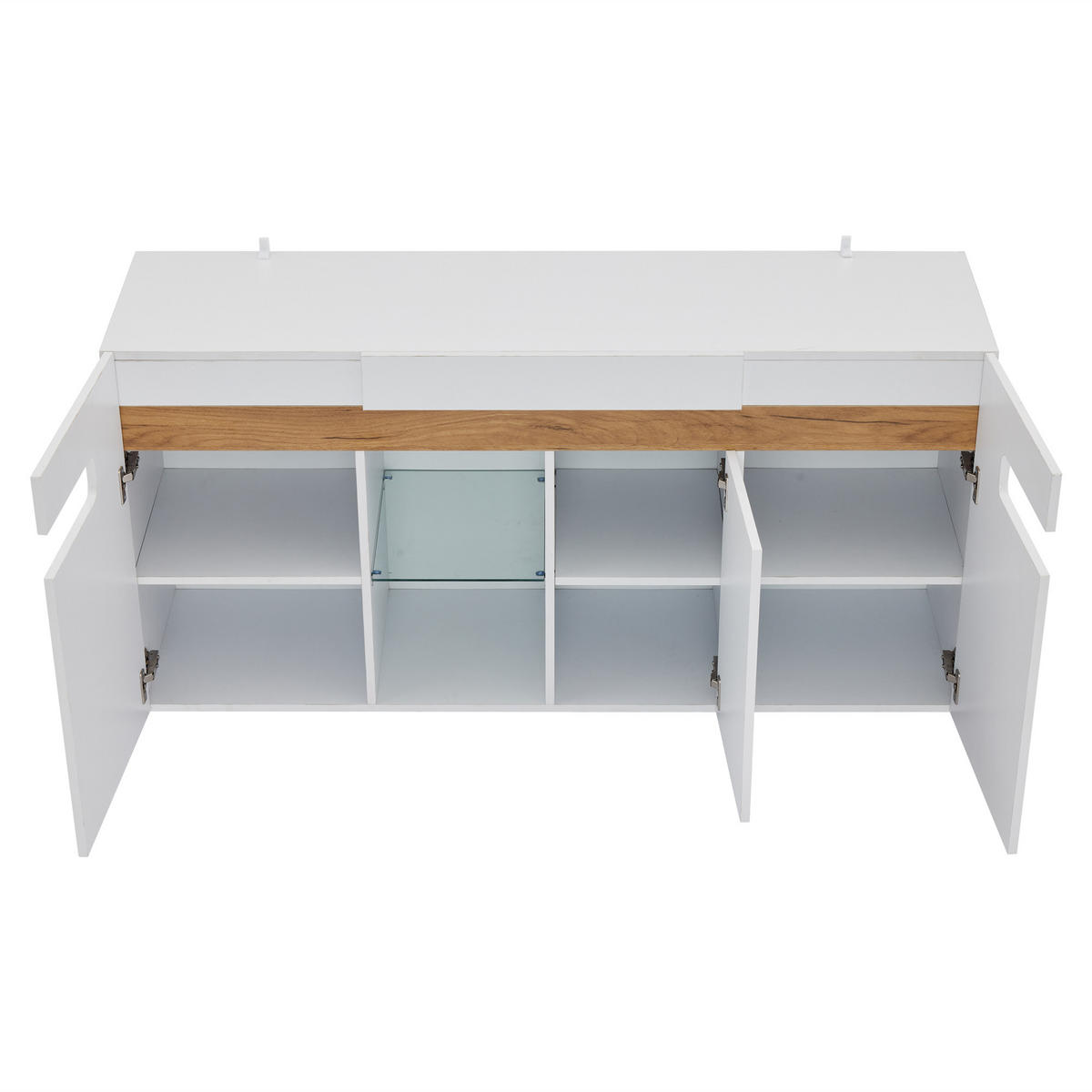 SIDEBOARD LED Weiß 3 Türen App Glas 140x40x70cm Hochglanz - Multicolor, Holzwerkstoff (40/70/140cm) - FLIEKS