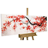 ÖLGEMÄLDE 150/50 cm - Rot/Weiß, Holz/Textil (150/50cm) - KUNSTLOFT