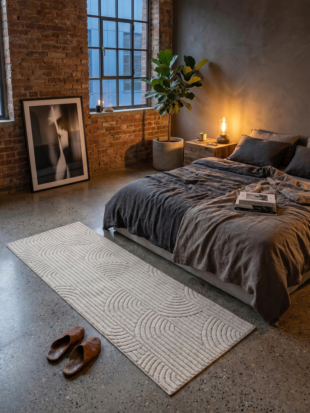 TEPPICH Flachgewebe LANGAU in Creme, mit geometrischen Bögen, 80 x 250 cm - Beige, Textil (80/250cm) - KADIMA DESIGN