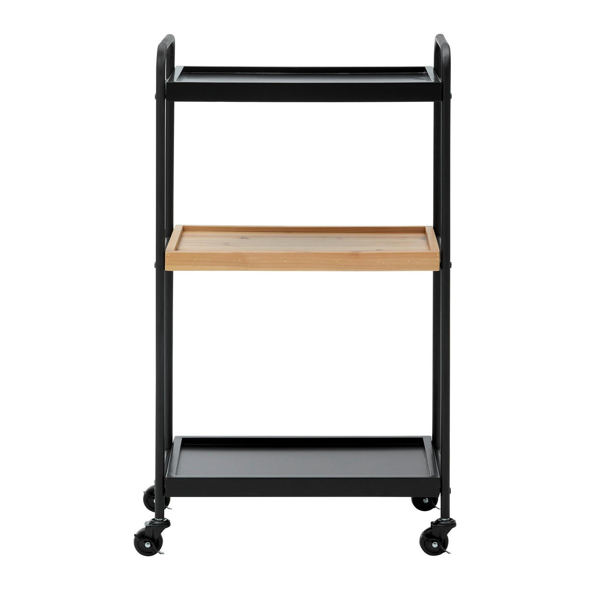 ROLLWAGEN Giorgia Eichefarben/ Schwarz Echtholz/MDF - Schwarz, Holz (50/89/30cm) - Bessagi Home