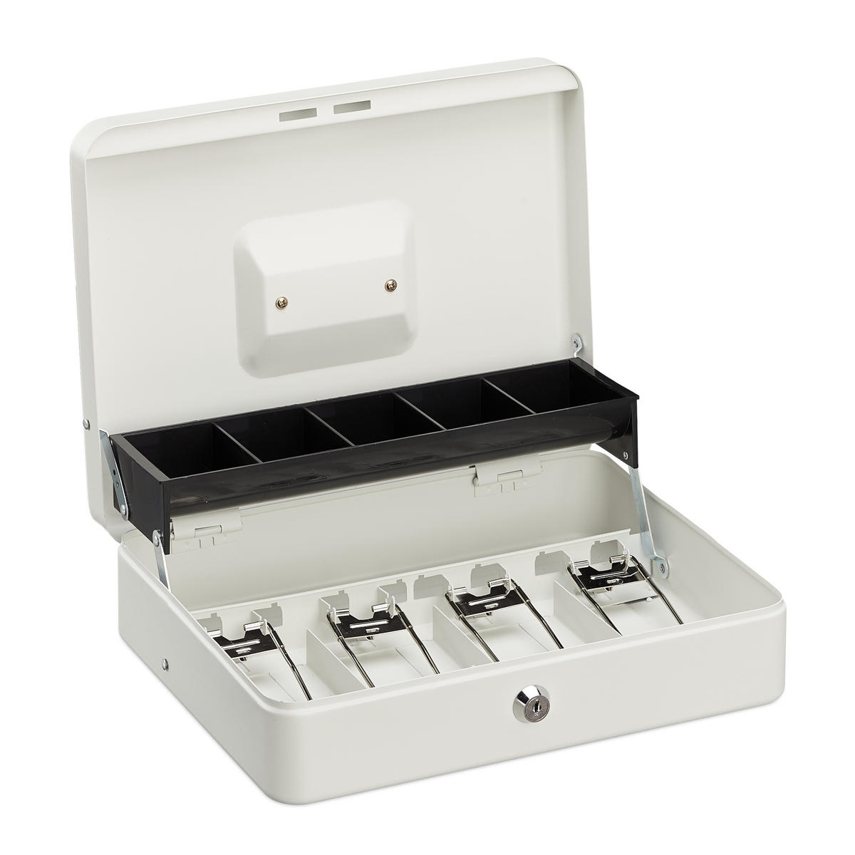 GELDKASSETTE - Weiß, Kunststoff/Metall (30.5/8.5/24.5cm) - Relaxdays