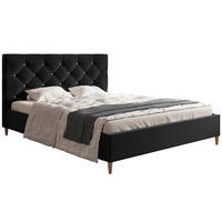 BETT Schwarz LUXO 6 Gepolstert Mit Kristallen 160x200 cm - Schwarz, Textil (160/200cm) - Sepro Meble