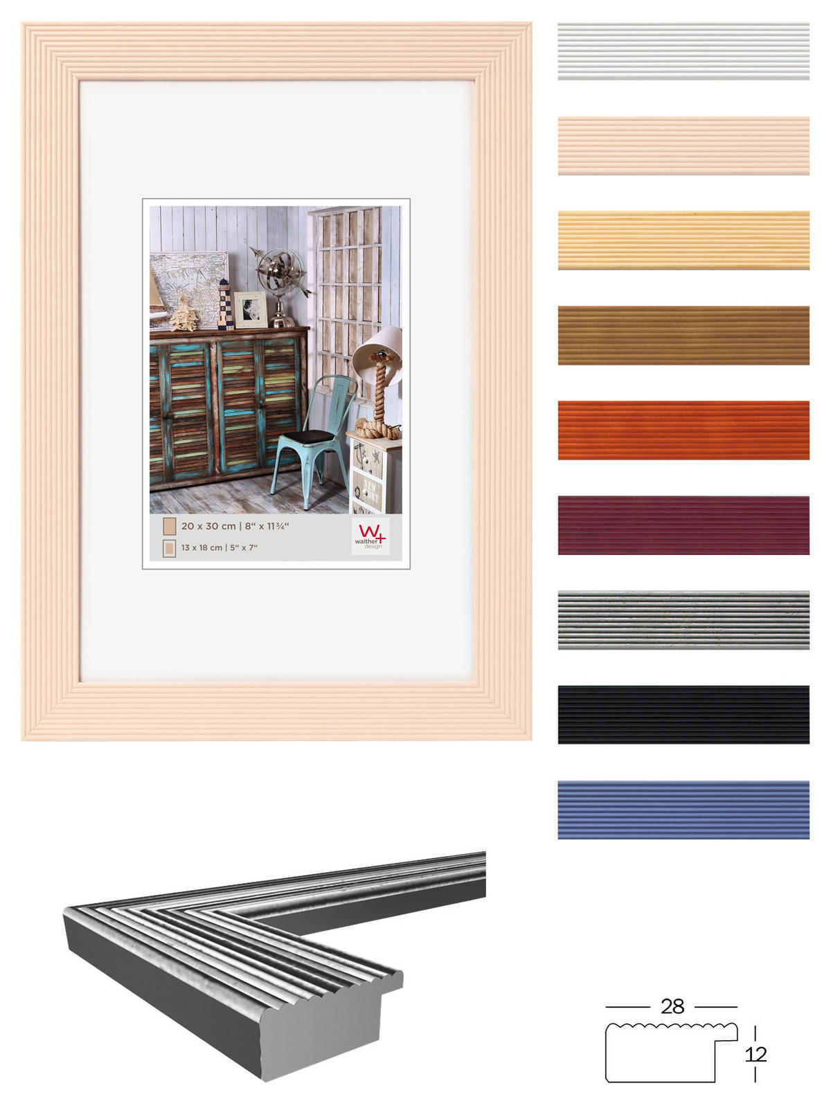 BILDERRAHMEN Grado Holzr. 18x24 cm, NATUR - Naturfarben, Holzwerkstoff (22.8/28.6/1.3cm) - walther design