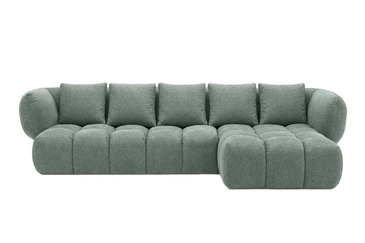 ROHOVÁ SEDAČKA ve tvaru L, žinylková tkanina Puente, Mátová, Pravá strana, SEVIO L - mátově zelená, dřevo (242/175cm) - Kaiser Möbel