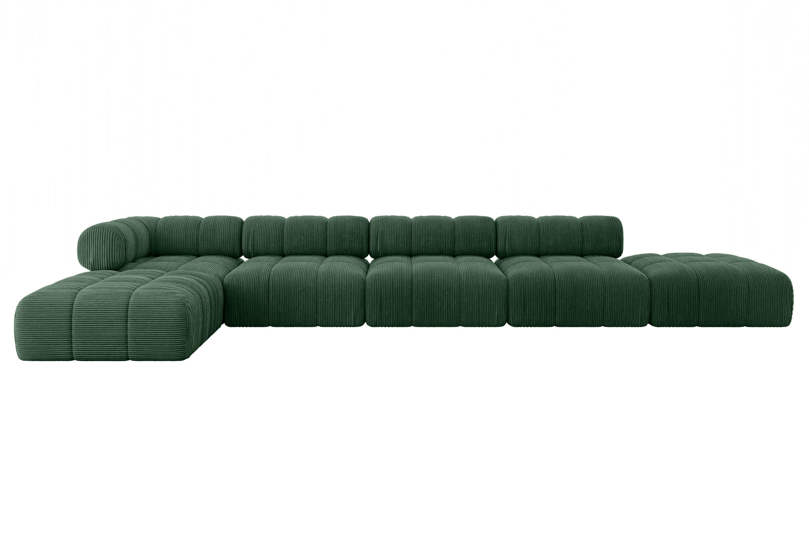 ECKSOFA modulares Sofa Kerru-L3 - 475x190x70 cm Grün Cord - Grün, Holzwerkstoff/Textil (475/190cm) - ALTDECOR