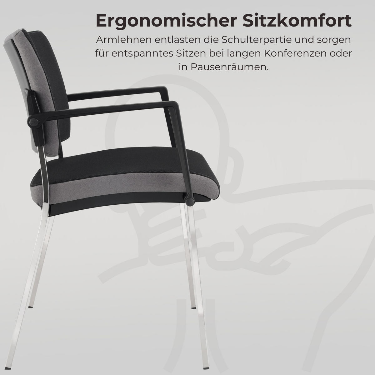 KONFERENZSTÜHLE Besucherstühle (2er-Set) 50/59/80 cm in Schwarz - Schwarz, Metall (59/80/50cm) - bümö