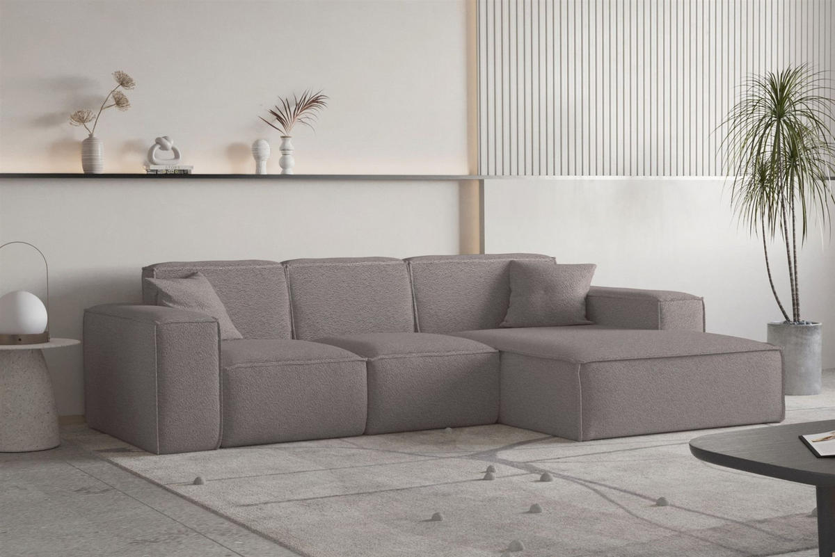 ECKSOFA Ottom Celes Premium Ascot Bukla - Taupe, Holzwerkstoff/Textil (266/165cm) - Fun Möbel