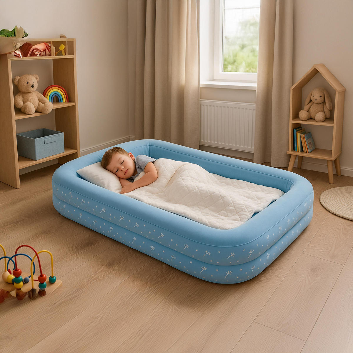 LUFTBETT Kinderluftmatratze mit Handpumpe 172 x 112 x 30 cm blau - Hellblau, Kunststoff (112/172cm) - Avenli