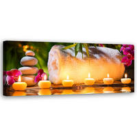 WANDBILD steine kerze - Multicolor, Textil (90/30cm) - Feeby