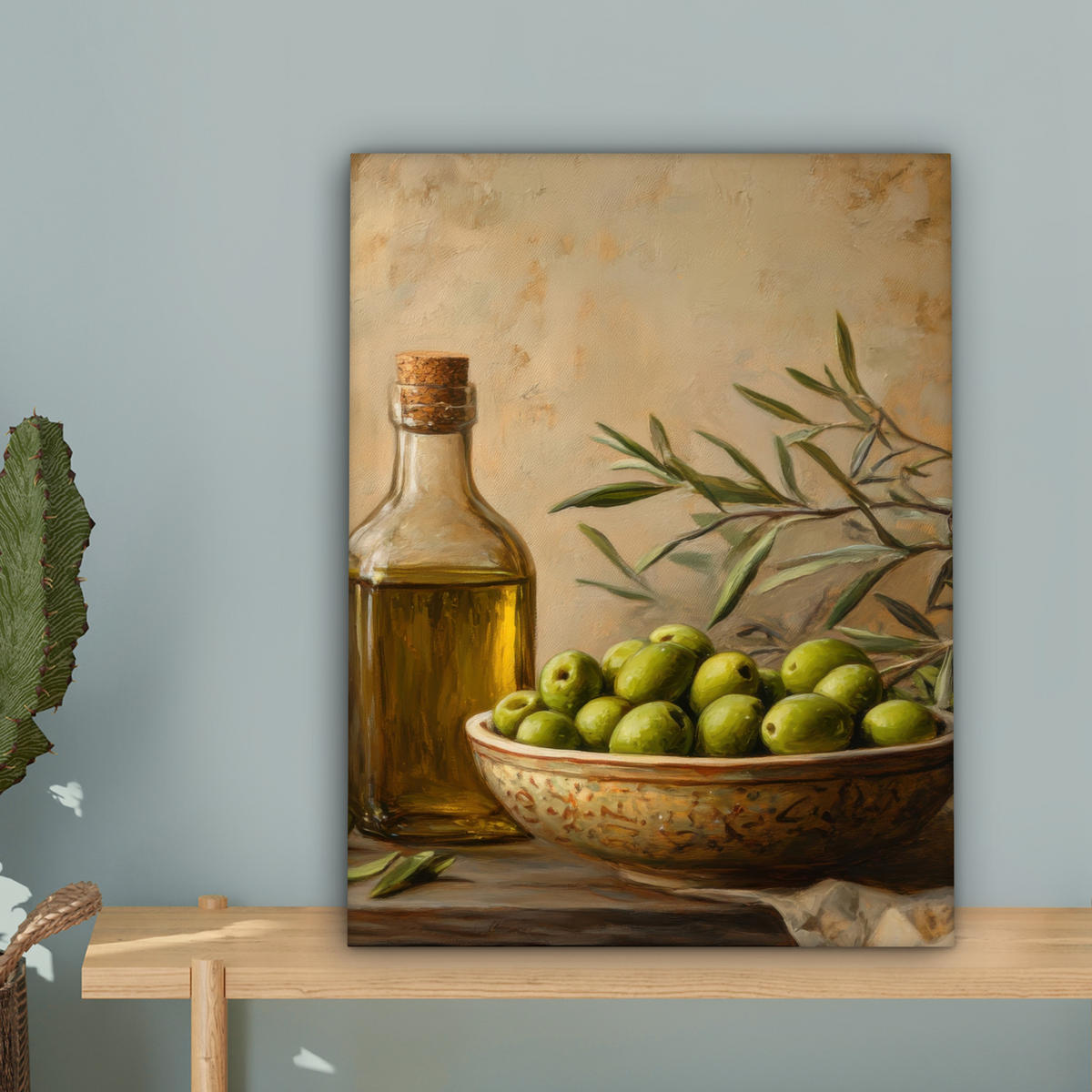 LEINWANDBILD Oliven - Stilleben - Vintage 30x40 cm - Olivgrün, Textil (30/40cm) - MuchoWow