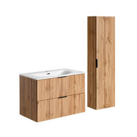 BADMÖBEL Adriel 2er-Set Holz in Eichenoptik - Braun, Holzwerkstoff (80.2/57/46cm) - Petits-meubles
