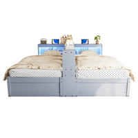 BETT 90/180/200 cm aus MDF mit LED-Lichtleiste, Grau - Grau, Holzwerkstoff (90/200cm) - OKMYHOME